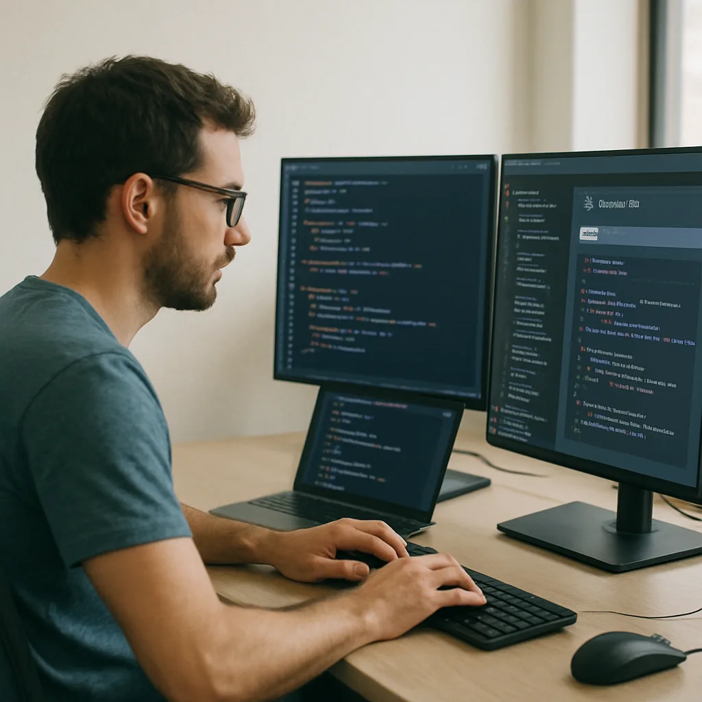 Developer working efficiently with modern AI coding interfaces